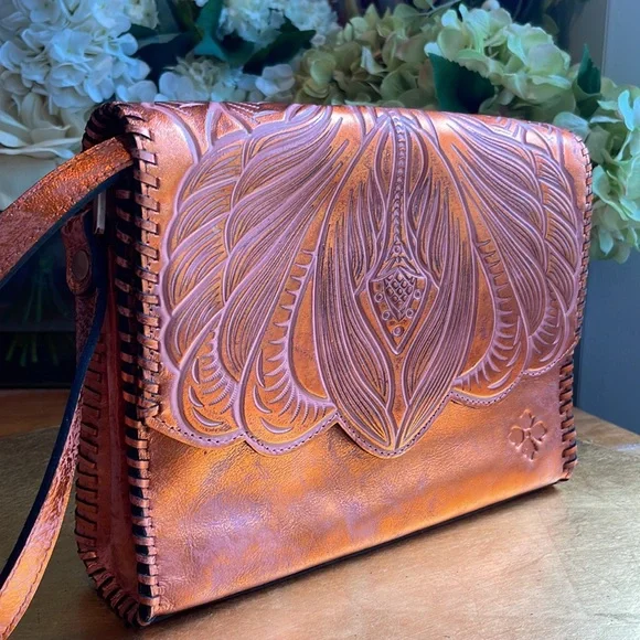 NWT! RARE Patricia Nash “Sarola” Hand-Tooled Leather Crossbody - Main Image